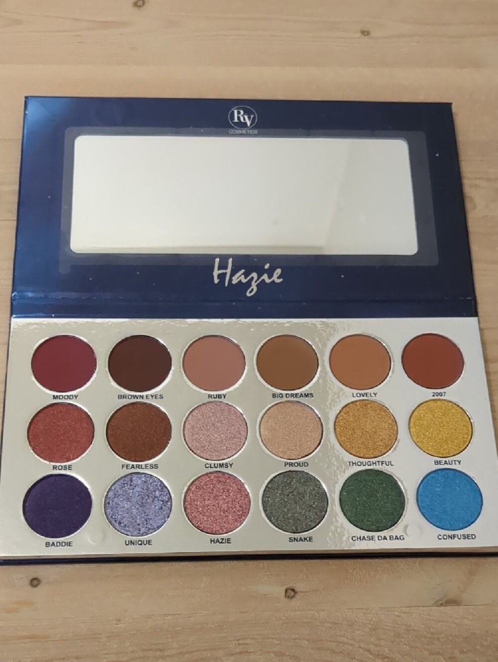 Ulta Beauty Hazie Eyeshadow Palette - Navy Blue with White Script